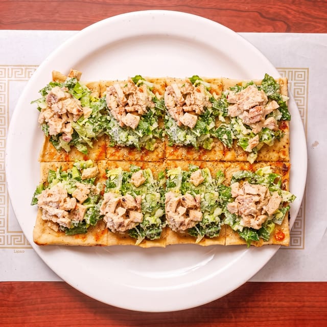 Caesar Salad Pizza with Grilled Chicken Pizza.